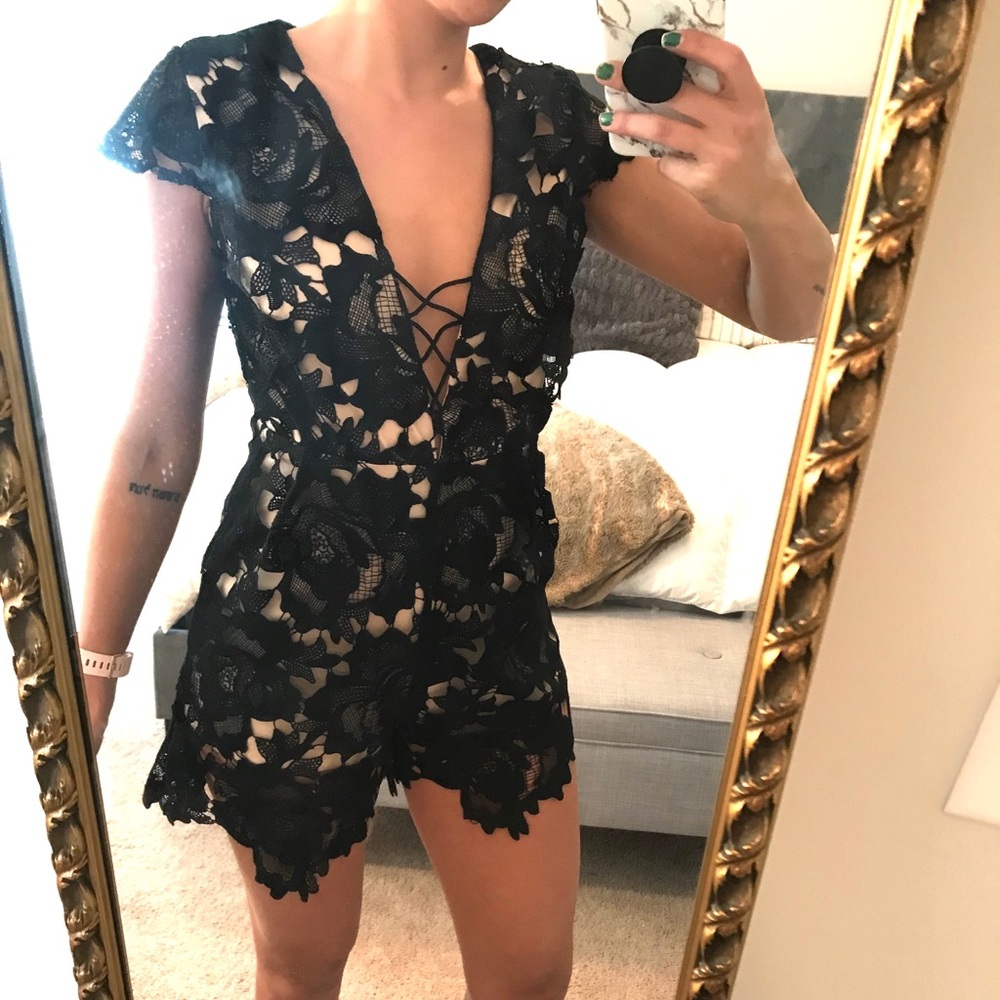Black Lace Romper